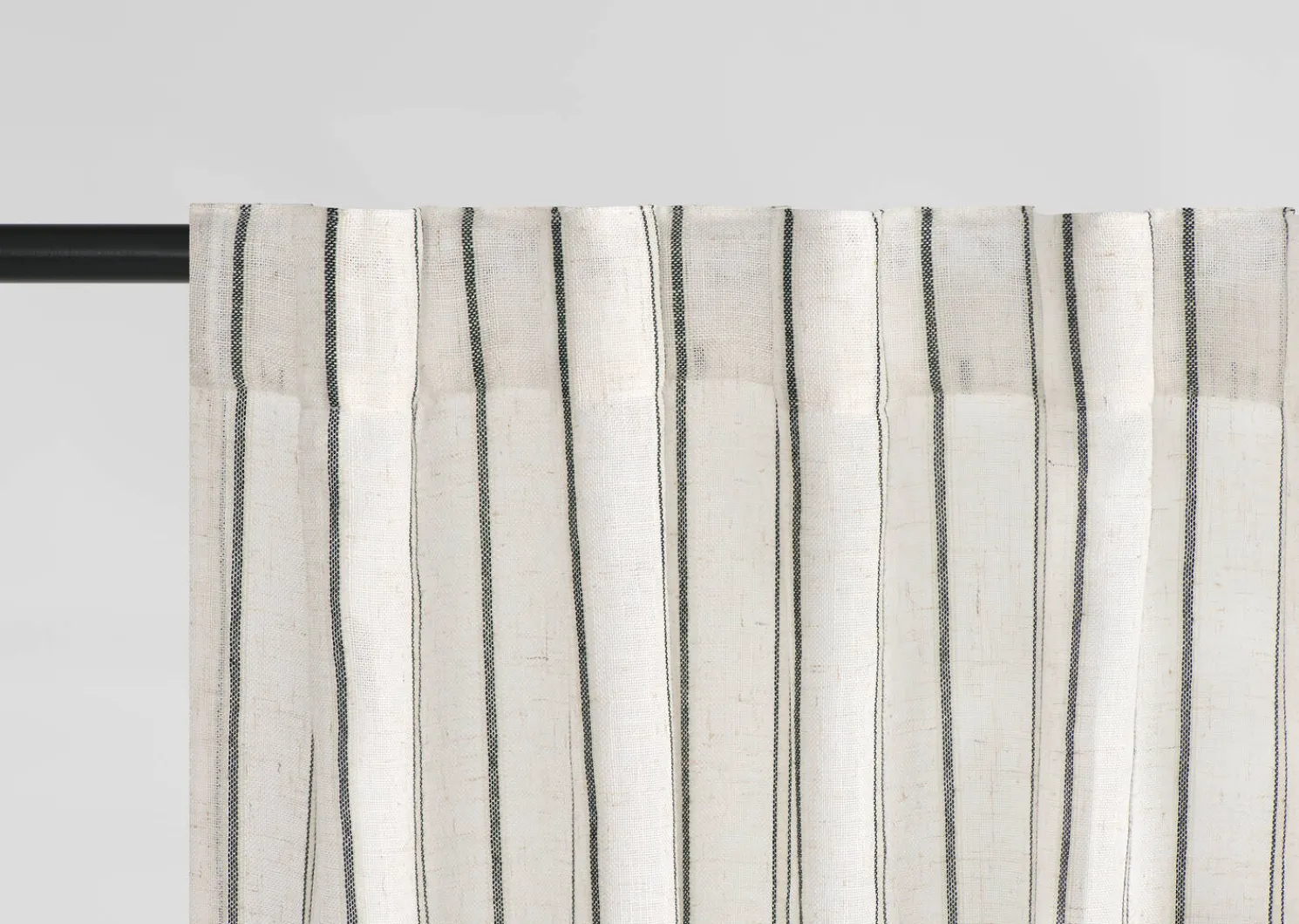 Urban Barn Aelene Striped Curtain Panel 96" Ivory/Black- Curtains