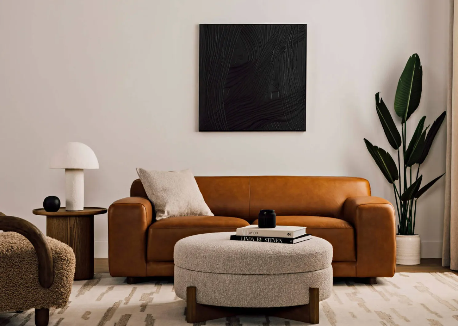 Urban Barn Beau Leather Sofa -Leo Tan- Sofas & Sectionals