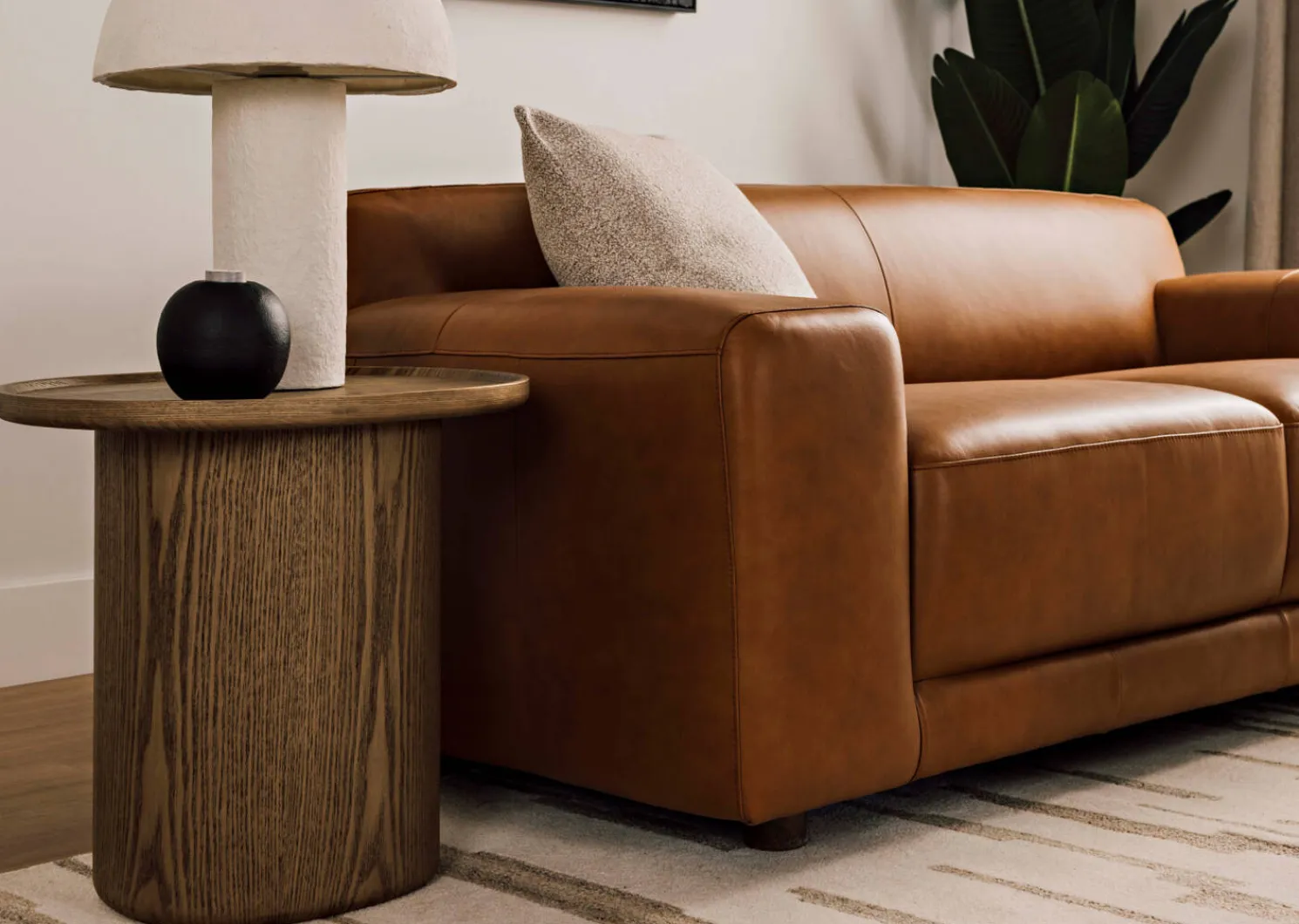 Urban Barn Beau Leather Sofa -Leo Tan- Sofas & Sectionals