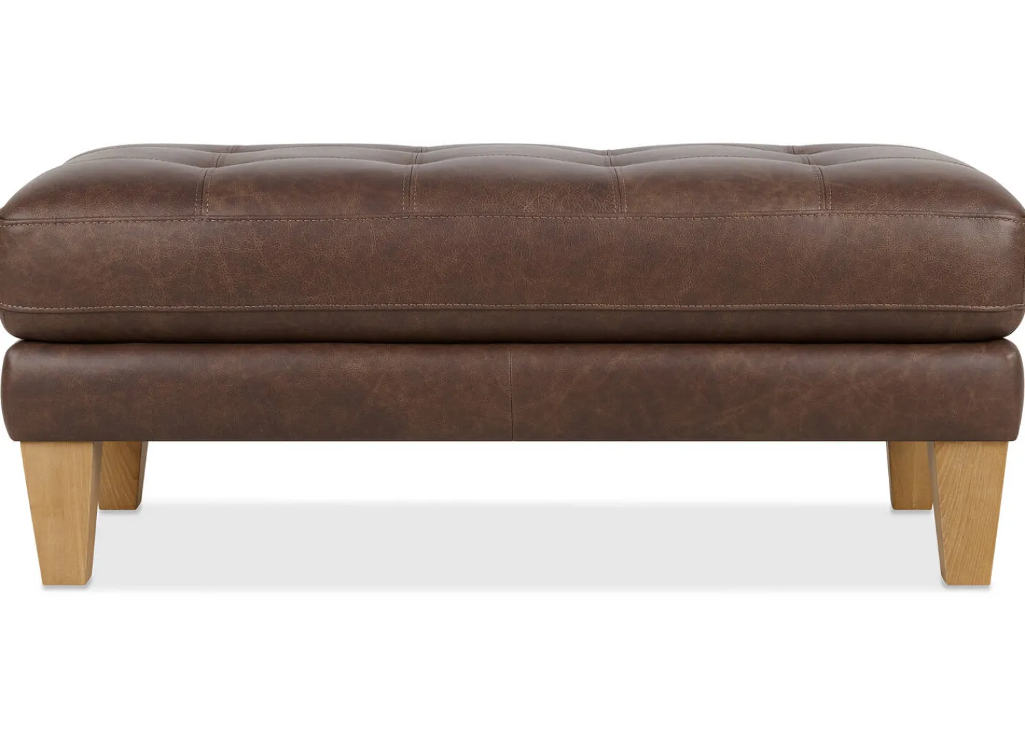 Urban Barn Carson Leather Ottoman- Ottomans & Benches