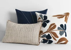 Urban Barn Clint Cotton Pillow 20x20 Navy- Pillows