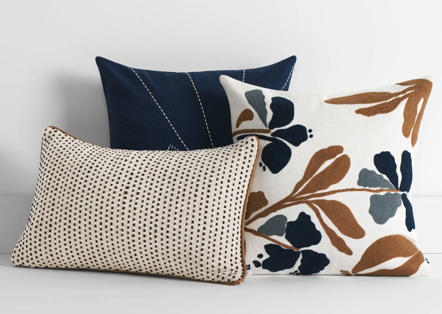 Urban Barn Clint Cotton Pillow 20x20 Navy- Pillows