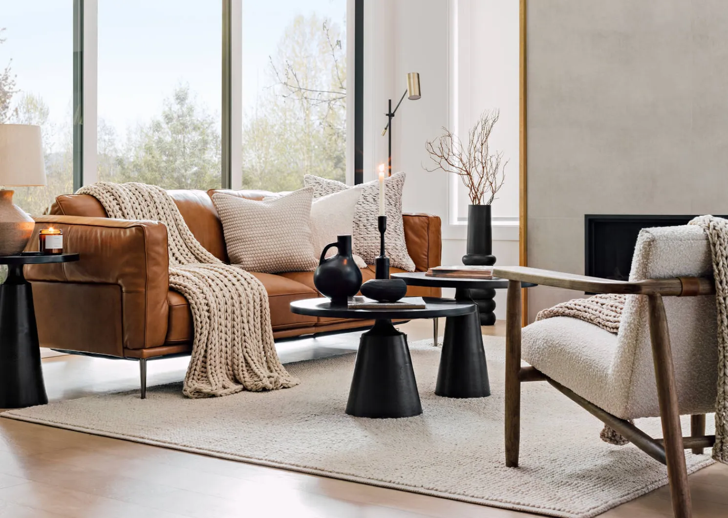 Urban Barn Gershwin Recycled Metal Nesting Coffee Table Set Bronze- Coffee Tables