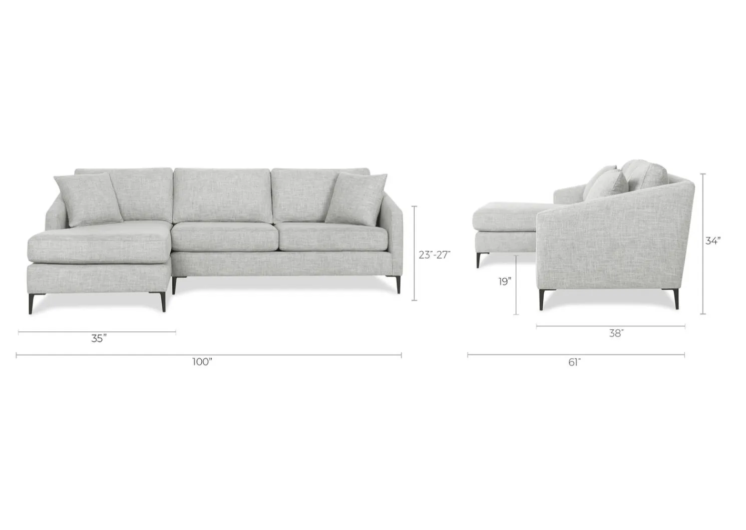 Urban Barn Hensley Custom Sofa Chaise- Custom Furniture