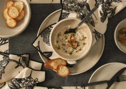 Urban Barn Hydrangea Napkin Set of 6 Natural/Black- Table Linens & Coasters