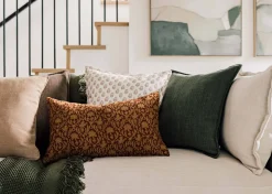 Urban Barn Kavya Cotton Pillow 14x24 Rust- Pillows