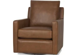 Urban Barn Sadie Leather Swivel Armchair -Arlo Rum- Accent Chairs
