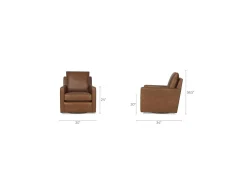 Urban Barn Sadie Leather Swivel Armchair -Arlo Rum- Accent Chairs