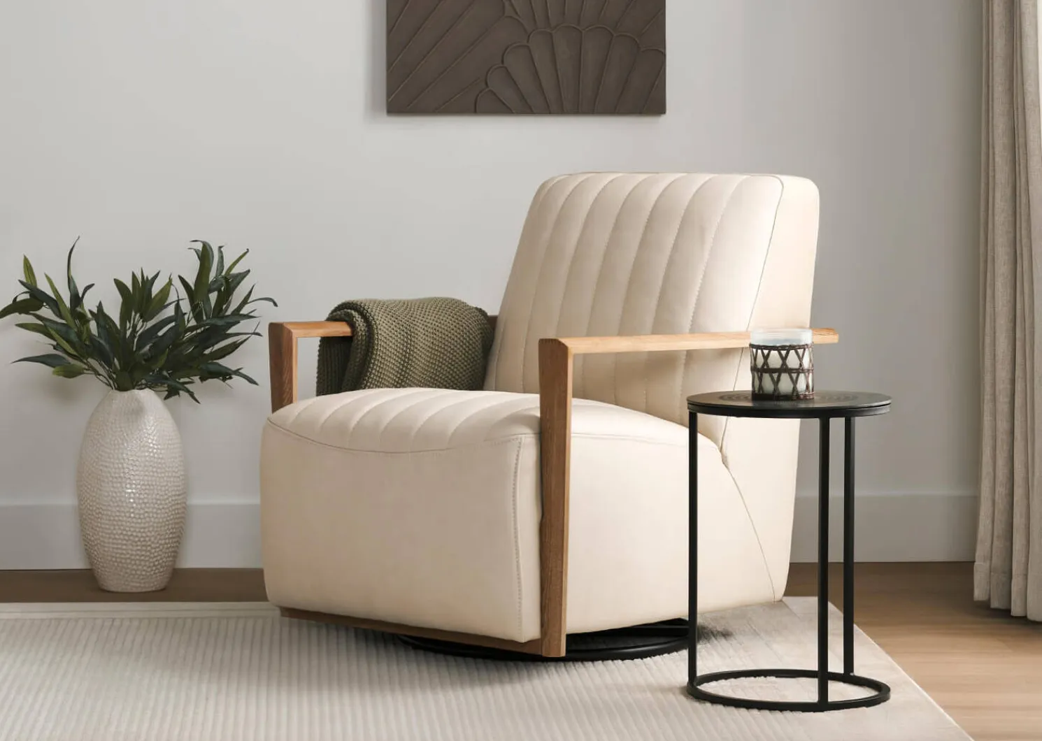 Urban Barn Simone Leather Swivel Chair- Accent Chairs