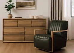 Urban Barn Simone Leather Swivel Chair- Accent Chairs