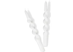 Urban Barn Twist Taper Candles Set White- Candles & Holders
